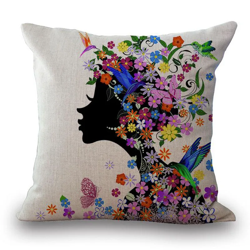 Симпатичная хлопковая льняная наволочка с цветами для девочек креативные