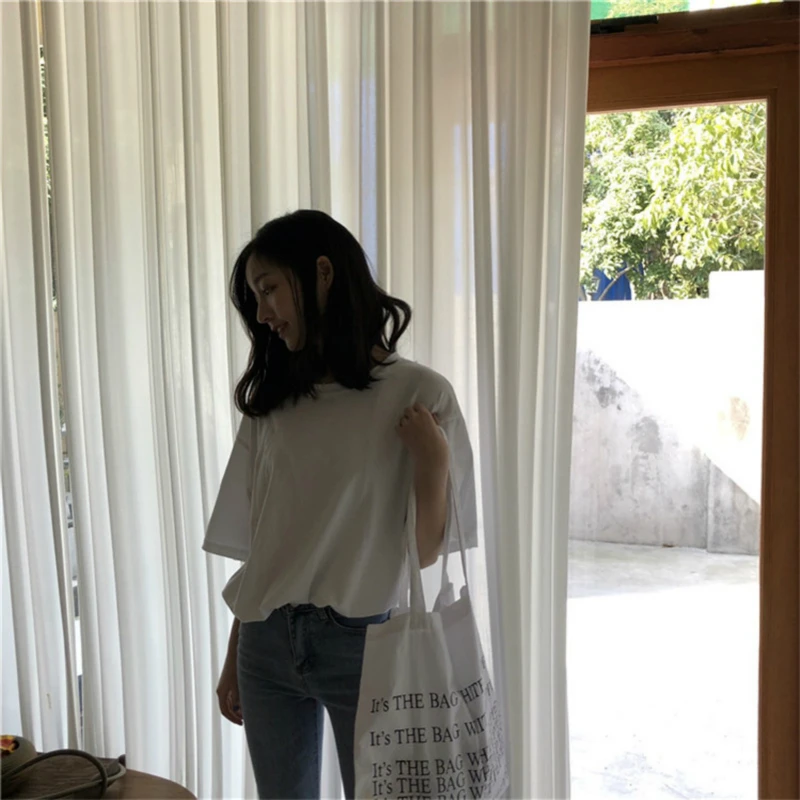 KYMAKUTU Casual Solid All Match T Shirts Short Sleeve O Neck Tee Shirt Femme Poleras Mujer Women Clothing Summer White Tops 2018 | Женская