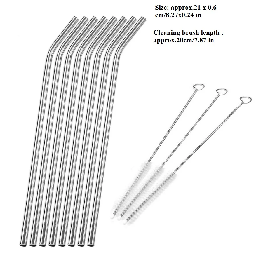 8pcs 4/6/8 шт. металлическая соломинка Многоразовые питьевой Нержавеющая сталь соломенная шляпа с Чистящая Щетка для кружек Барные аксессуары - Цвет: 8pcs