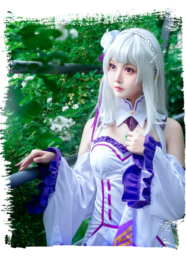 Re:Zero Life в другом мире от Zero Женский костюм Эмилии обувь + парик плащ| |