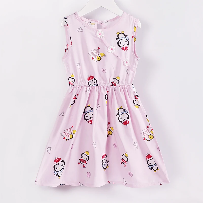 2019 Fashion Kids Girls Summer Dress O-neck Sleeveless Silk Floral A-line Elegant Cute Princess Outfits | Детская одежда и обувь