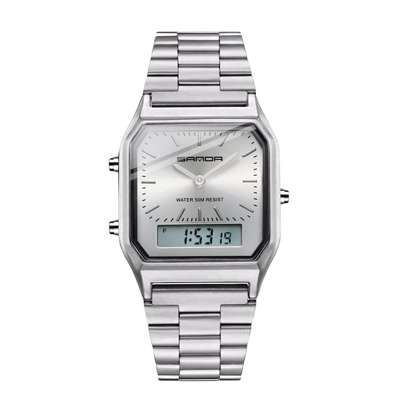 All Silver SANDA золотые мужские часы Лидирующий бренд Роскошные Кварцевые часы мужские модные стальные водонепроницаемые розовые золотые мужские часы Relogio Masculino 747 - Цвет: All Silver
