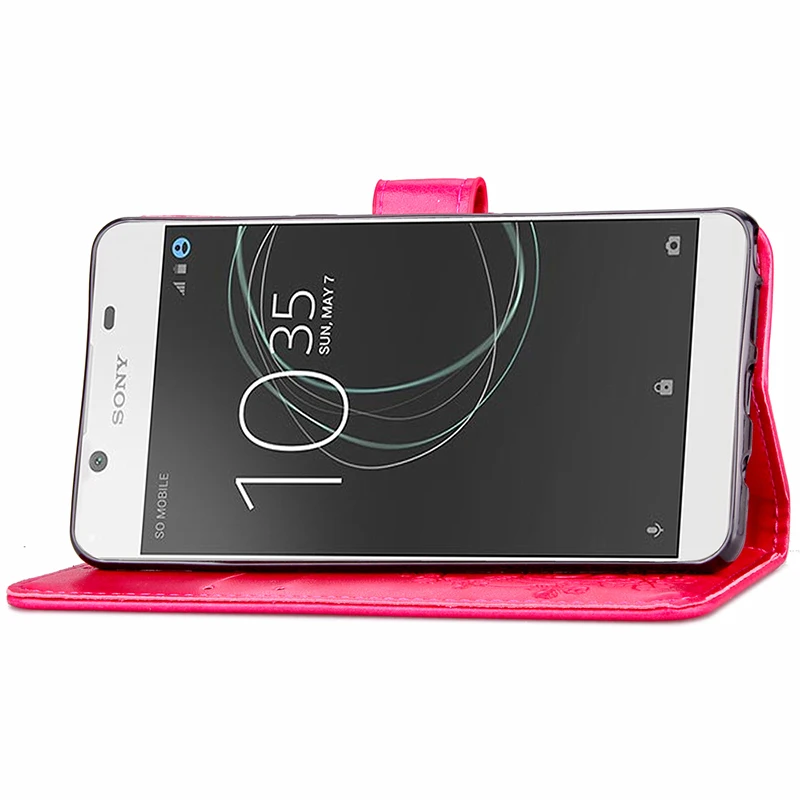 Чехол для телефона Sony Xperia L1 L 1 откидной из ПУ кожи и ТПУ с клевером бриллиантами
