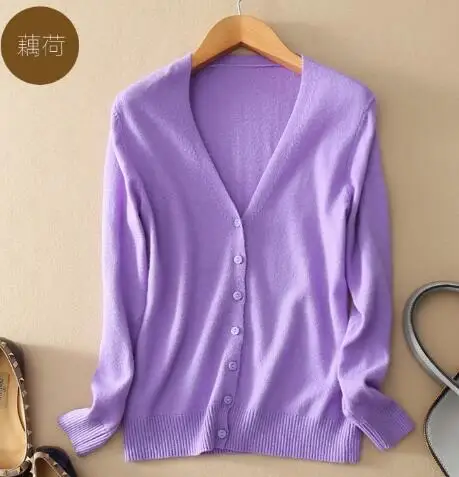 purple v neck SEDUTMO весенний кашемировый свитер размера плюс 3XL вязаный кардиган женский свитер туника с длинным рукавом ED092 - Цвет: purple v neck