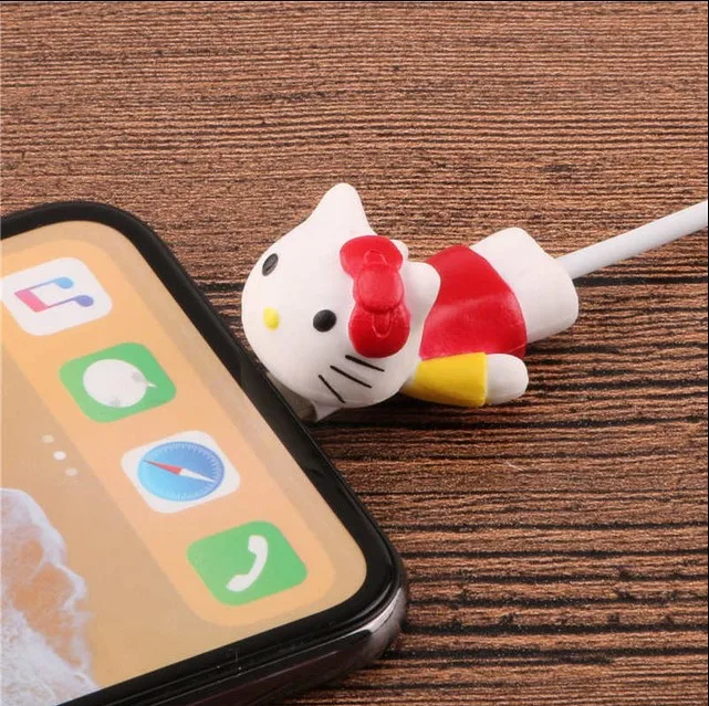 Red KT Кукла животного из мультфильма, кабель для защиты от укуса, органайзер для намотки, держатель для провода для iPhone 5 6s 7 8 plus x Кабель - Цвет: Red KT