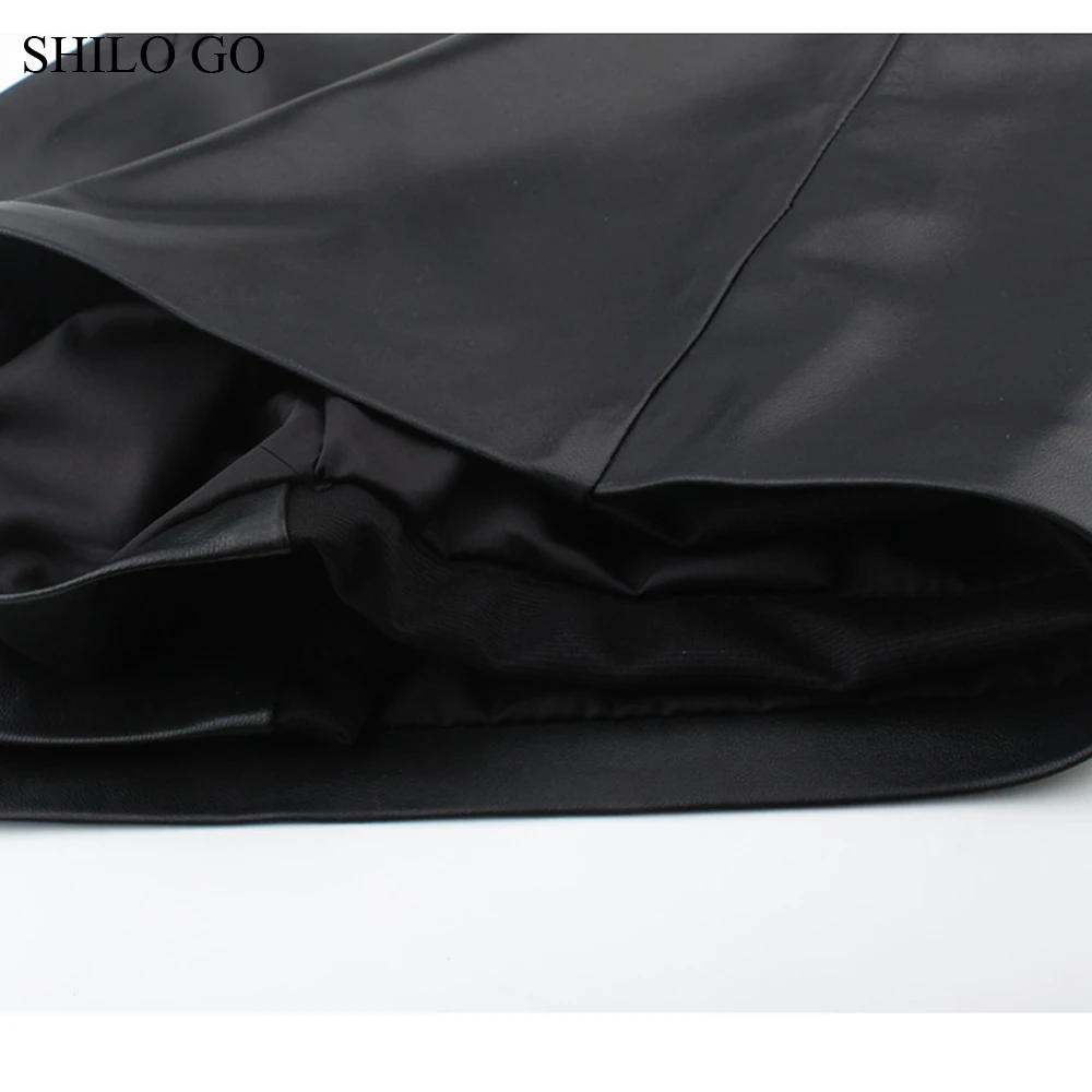 SHILO GO Leather Skirt Womens Autumn Fashion sheepskin genuine leather sexy adjustable high waist asymmetrical black skirt | Женская