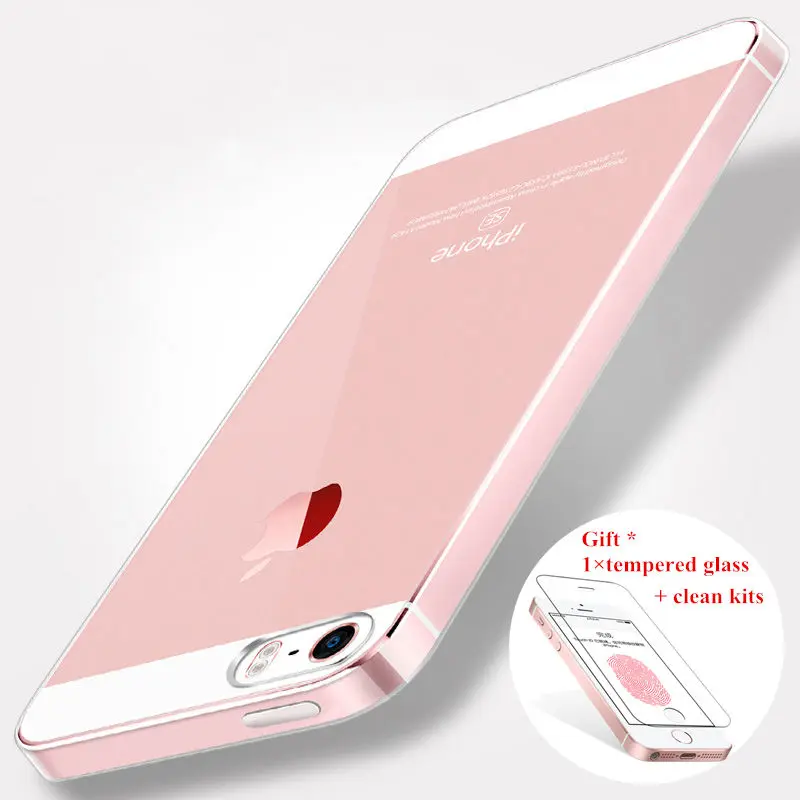 Чехол для Apple iPhone 5S мягкий силиконовый чехол 5 SE прозрачный ТПУ бесплатный подарок