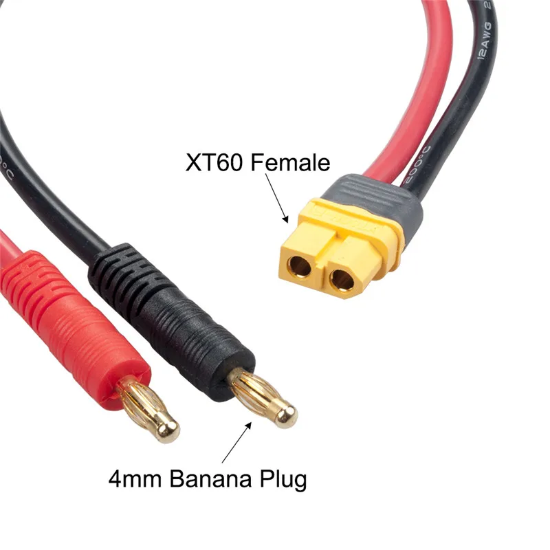RJXHOBBY Женский XT60 до 4 0 мм соединитель типа банан с 30 см 12AWG силиконовый провод для