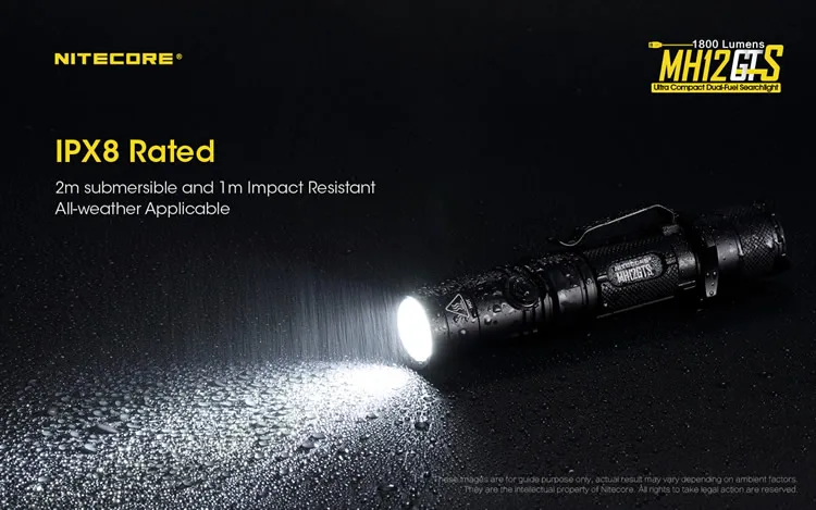 NITECORE MH12GTS USB Перезаряжаемый фонарик CREE XHP35 HD max 1800 люмен ручной фонарь дальность луча 226 метра tacitcal факел