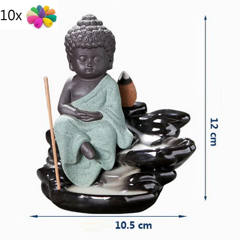 Горелка для благовоний Sit stone Buddha черная глазурь украшение гостиной конусная