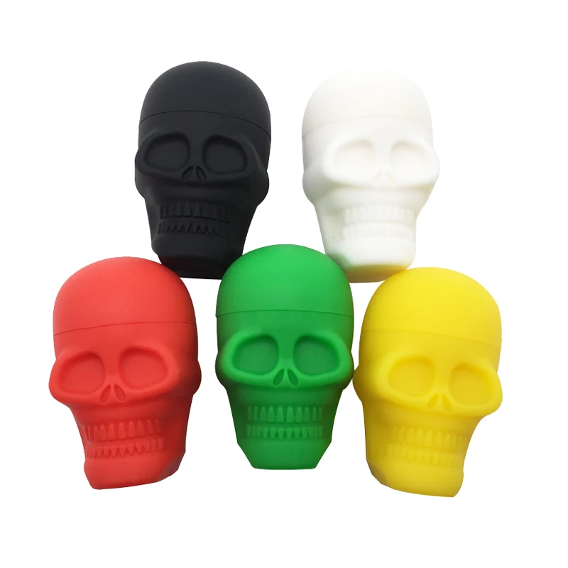 5pcs/lot Silicone Bho Dab Wax Oil Concentrate Container Jar Big Skull 15 ML Free Shipping |