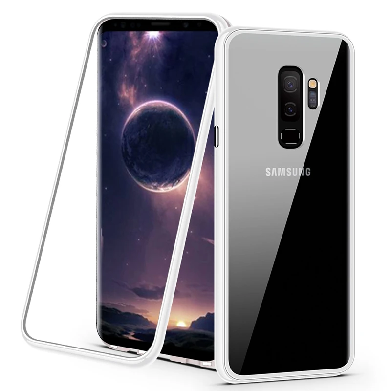 Белый 360 Магнитный Адсорбция дело для samsung Galaxy Note 9 8 S9 S8 плюс Magent Стекло чехол для samsung примечание 9 galaxy S8 Note9 Coque - Цвет: Белый