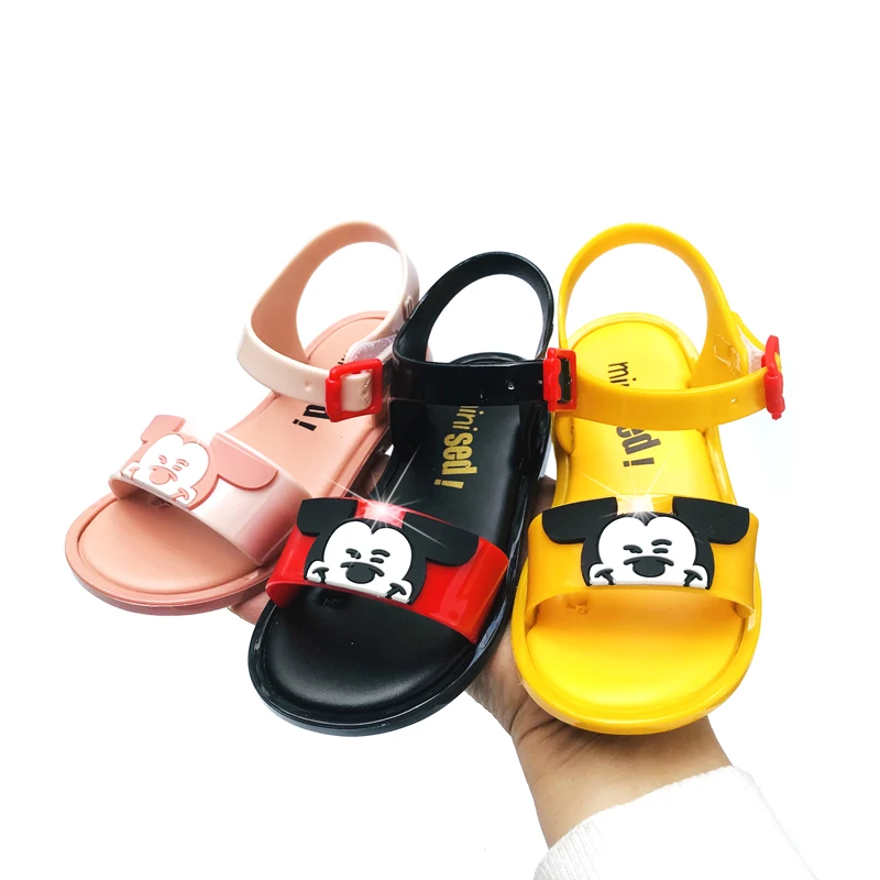 Mini Melissa/Новинка года; прозрачная обувь с изображением Микки Мауса; детские сандалии с изображением головы Микки; обувь для девочек; сандалии с Минни; обувь melissa