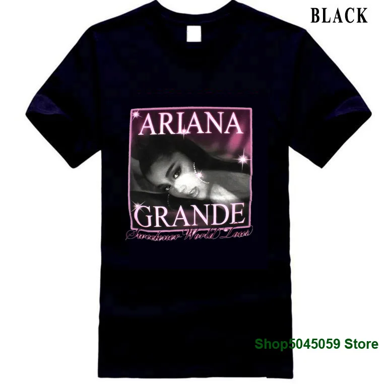 Черный Ariana Grande Sweetener World Tour Футболка белая большая спасибо следующая большая скидка Хлопковая мужская футболка с принтом Футболка с круглым вырезом - Цвет: Черный