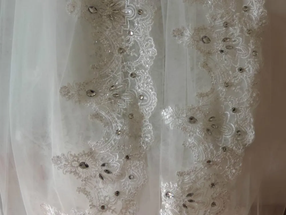 Новинка 1T Соборная элегантная Кружевная аппликация цвета слоновой кости Длинная