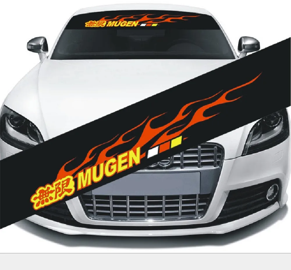 

1Pcs Sport Mugen Flame PVC Auto Car Front Windshield Garland Sticker Sports Racing Decals Fit For Civic CRV HRV CHZ Fit City