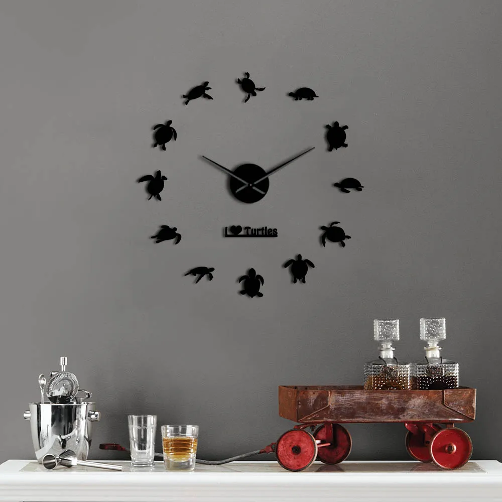 Самоклеящиеся настенные 3d часы в форме морской черепахи модное украшение для