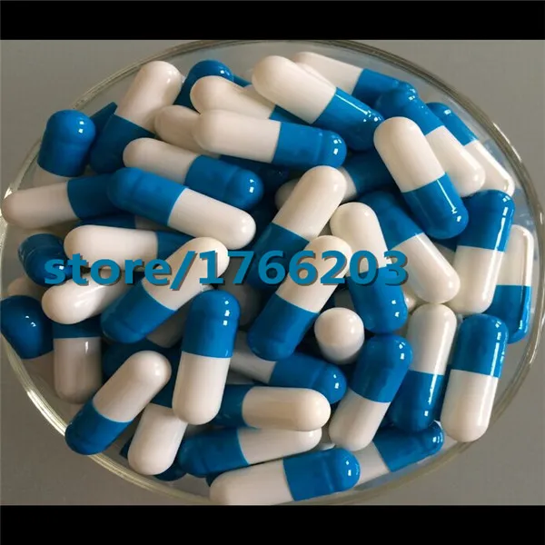 

White+Blue Empty GELATIN Pill Capsules Size 0 (10000PCS) FILLING POWDER Self Fill