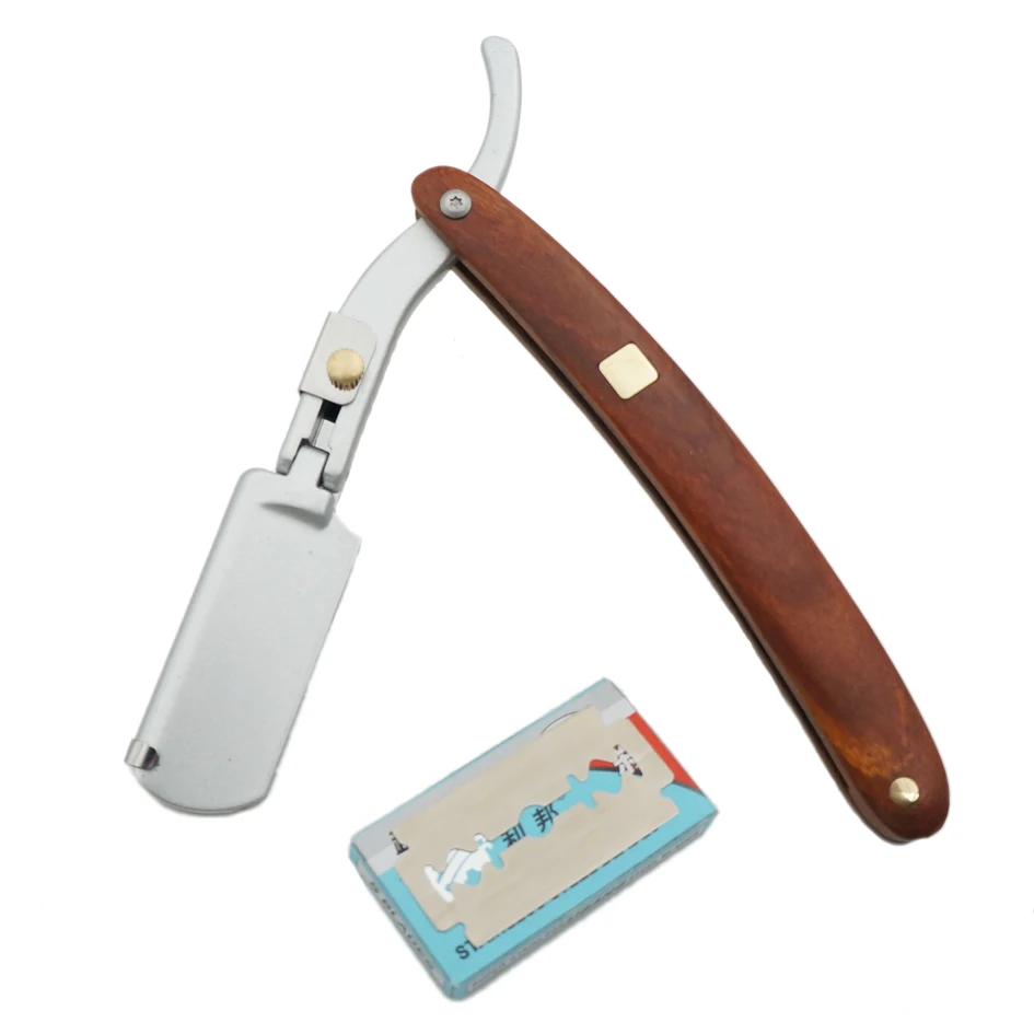 razor and blade Бритва для бритья с ручкой из розового дерева, Профессиональная парикмахерская Бритва для волос, косметический нож для бровей, Мужская бритва для бритья, высокое качество - Цвет: razor and blade
