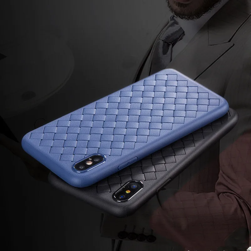 Роскошный сетчатый тканый деловой силиконовый мягкий чехол для iPhone 11 12 Pro Max X XS max