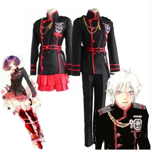 

free shipping 2017 Anime D.Gray-man Linali Lenalee Lee Allen Walker Cosplay Costume Black School Uniform Qutfit Suit Full S-XL