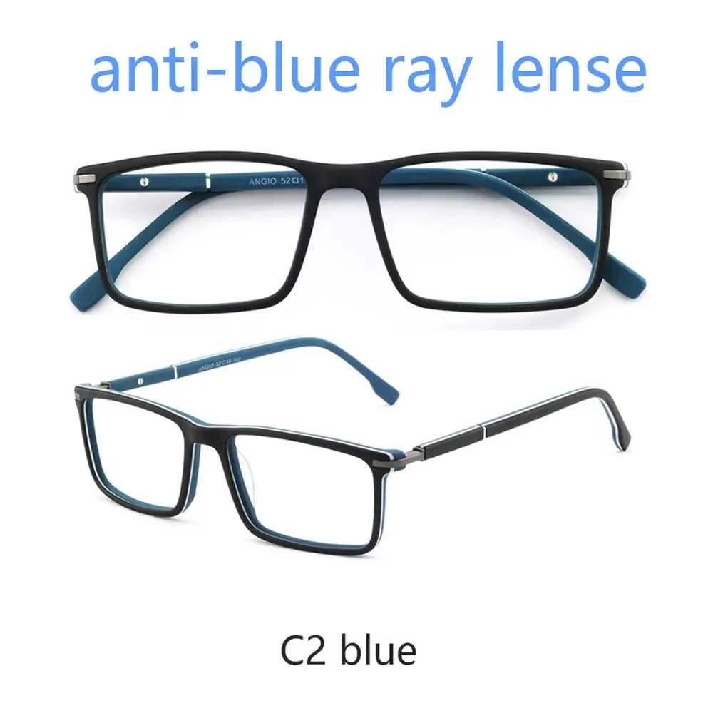 C2A blue OCCI CHIARI, анти-синий светильник, очки для мужчин, компьютерные оптические очки Gafas, черные оправы для очков по рецепту, ретро очки с прозрачными линзами - Цвет оправы: C2A blue