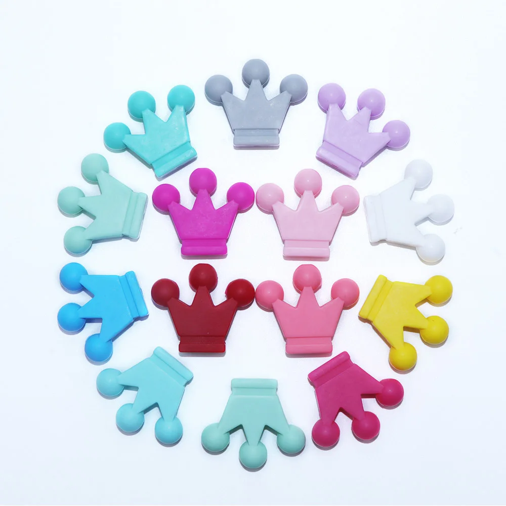 BOBO.BOX 10pcs Crown Silicone Beads Baby Teething Toys Food Grade DIY Necklace Bracelet Pacifier Chain Silicone Teether BPA Free
