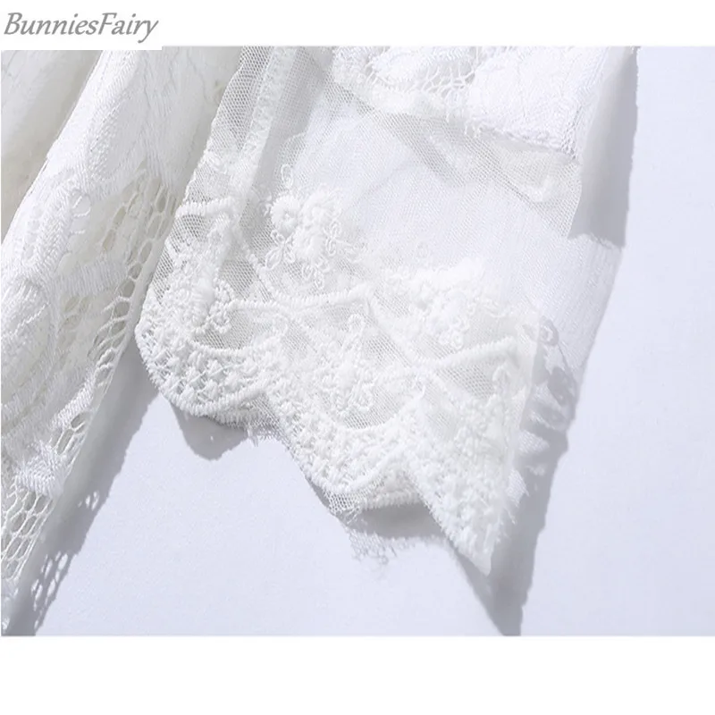 BunniesFairy 2018 осеннее Новое Женское богемное Бохо элегантное белое кружевное Макси