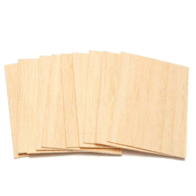 Hojas de madera de Balsa, placa de madera de 150x100x2mm para casa, modelo artesanal, 10 piezas