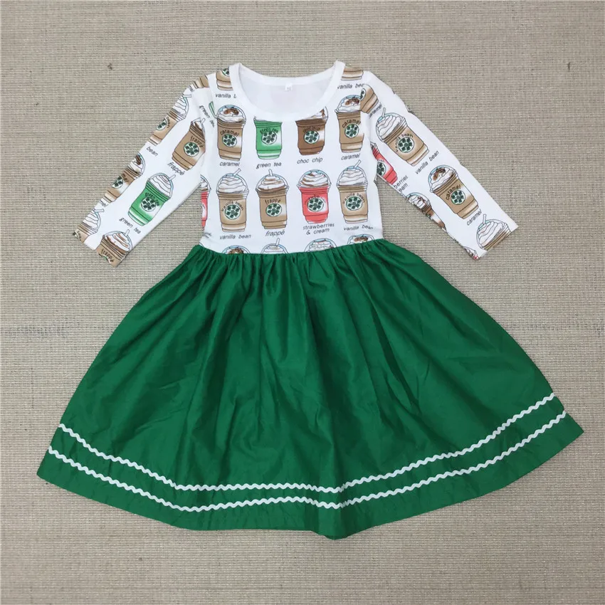 Baby Girls Long-sleeved Dress Girl Cotton Casual Dresses Girl's Coffee Cups Princess 2022 New Fashion 25 | Детская одежда и