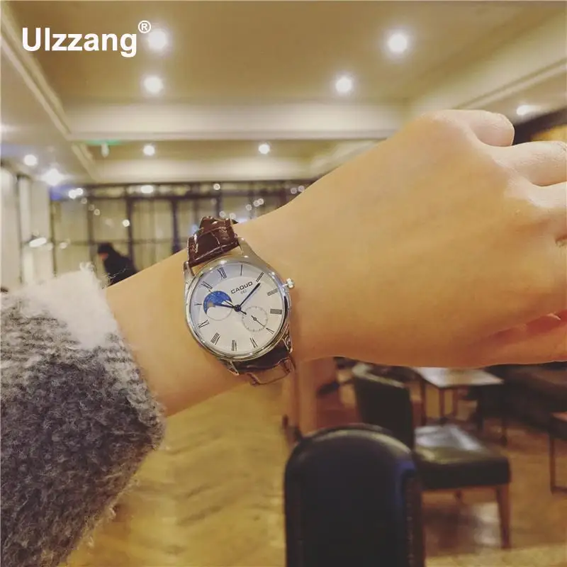 Классические наручные часы кожаные деловые мужские и женские черные коричневые