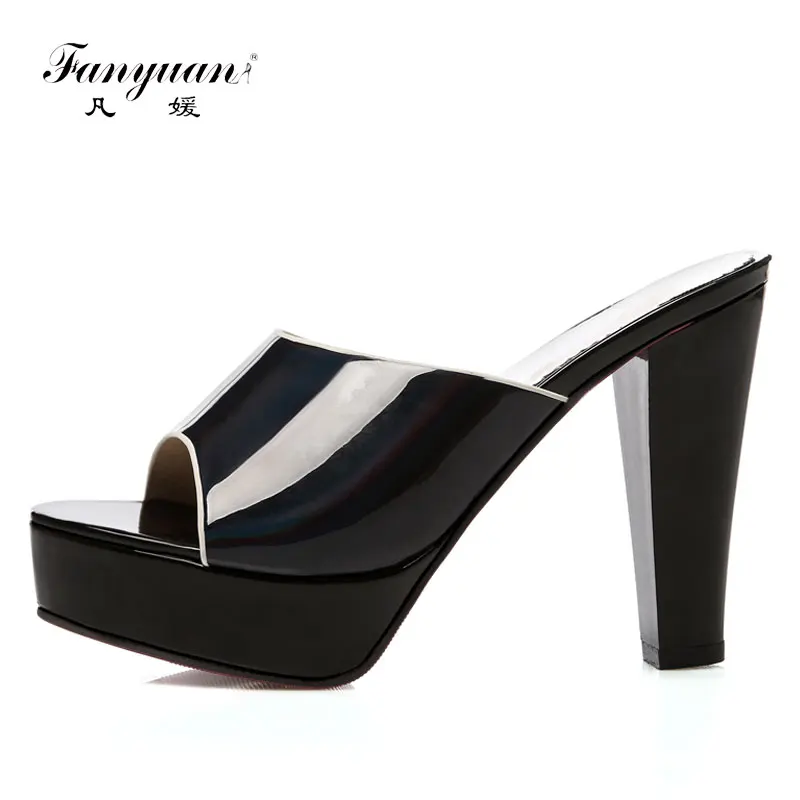 Fanyuan/золото серебристый Черный Большие размеры 32–43 открытый buty damskie одноцветное