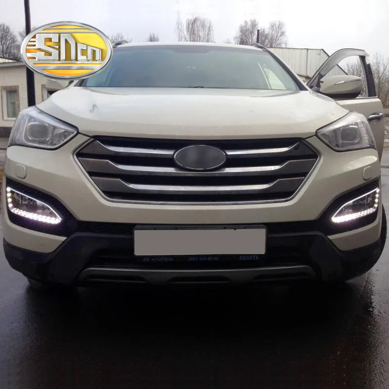 Для hyundai SantaFe IX45 2013 Santa fe дневной ходовой светильник DRL светодиодный противотуманный фонарь дом с отверстием для тумана