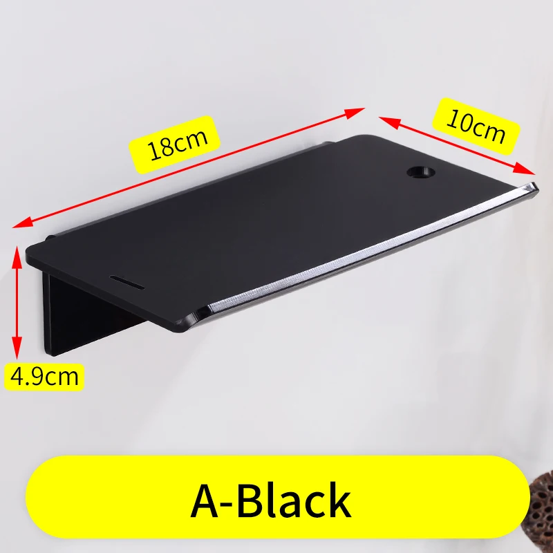 A-Black Полка для ванной комнаты, угловой держатель для мобильного телефона, черный держатель для туалетной бумаги, настенные всасывающие полки для чашек, стеллаж для хранения, лоток - Цвет: A-Black