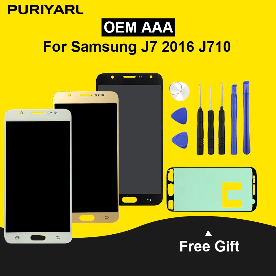 AAA + AMOLED экран ЖК-для Samsung Galaxy J7 2016 j710 J710F J710FN J710M J710Y ЖК-дисплей сенсорный дигитайзер