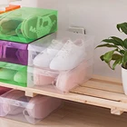 Для мужчинженщиндля детей возрастом от 12 шт. прозрачная пластиковая обувь ящики для хранения макияжа Box Дело держатель складная коробка для обуви