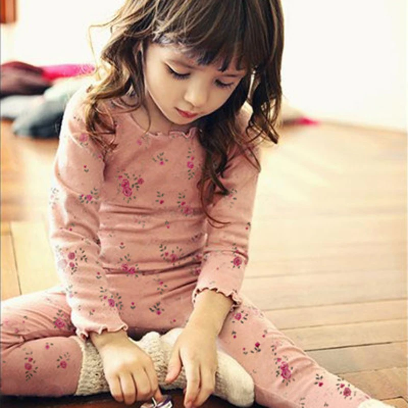 

2019 Kids Pajamas Set Children's Pajamas for Girls Wear in Room Long Sleeve with Flower Clothes Set for NightieCosply Infantis