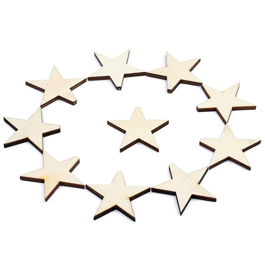 SAUVOO 50pcs Big Wood Star Charms Beads Dia 25mm 40mm Hole 1.5mm fit Pendant Necklace Bracelet DIY Jewelry Making Findings | Украшения и
