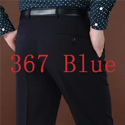 367 Blue ICPANS, мужской костюм, брюки, классические, прямые, свободные, бизнес, офис, шерсть, костюм, брюки для мужчин, брюки, лето размера плюс 42 44 - Цвет: 367 Blue
