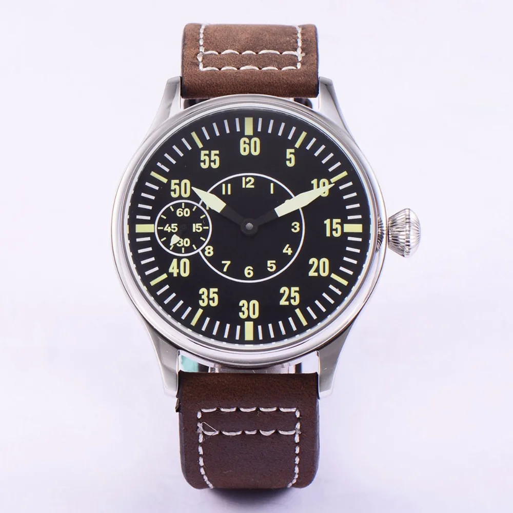 

Sterile 44mm Luminous 6497 Hand Winding ST3600 Movement Manual Machinery Watch men 316L SS mechanical wristwatche