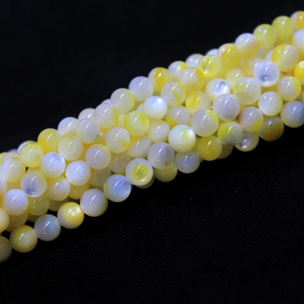 Wholesale AAA+ Natural Yellow Pearl Shell Glitter Beads For Jewelry Making DIY Bracelet Necklace Stone 6/8/10 mm Strand 15.5' |