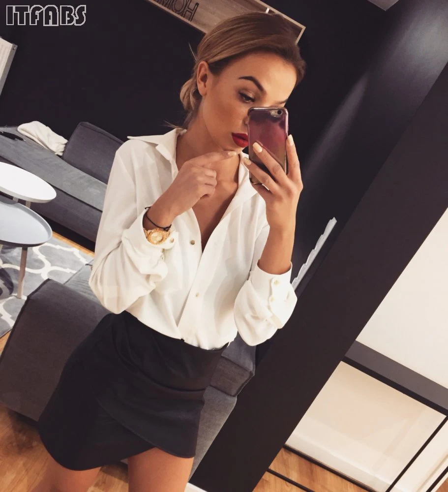 Фирменная Новинка стиль для женщин с длинным рукавом Vneck леопардовым принтом свободные топы корректирующие OL дамы простой повседнев
