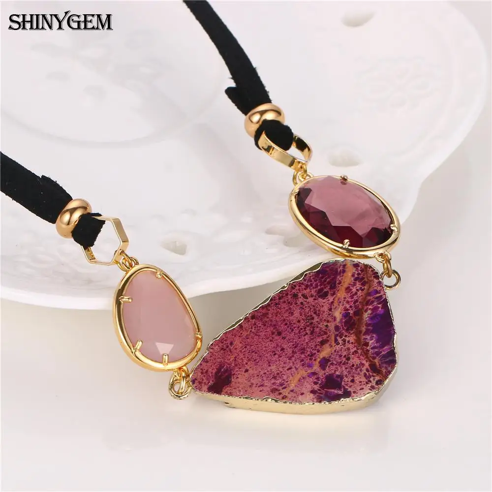 Женское Ожерелье-чокер ShinyGem ожерелье из натурального камня с золотым покрытием