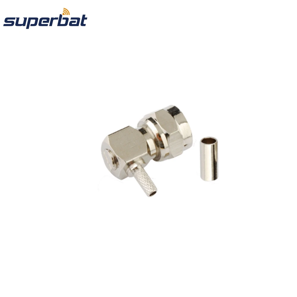 Superbat 10pcs 75 Ohm Connector F Crimp Male Right Angle Connector for RG179 ,RG174, RG178,RG316,LMR100