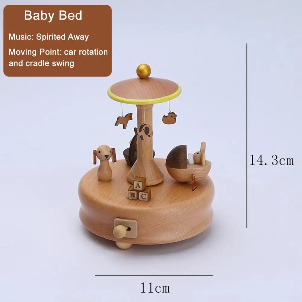 Kawaii Zakka карусель музыкальные коробки деревянная музыкальная шкатулка деревянные