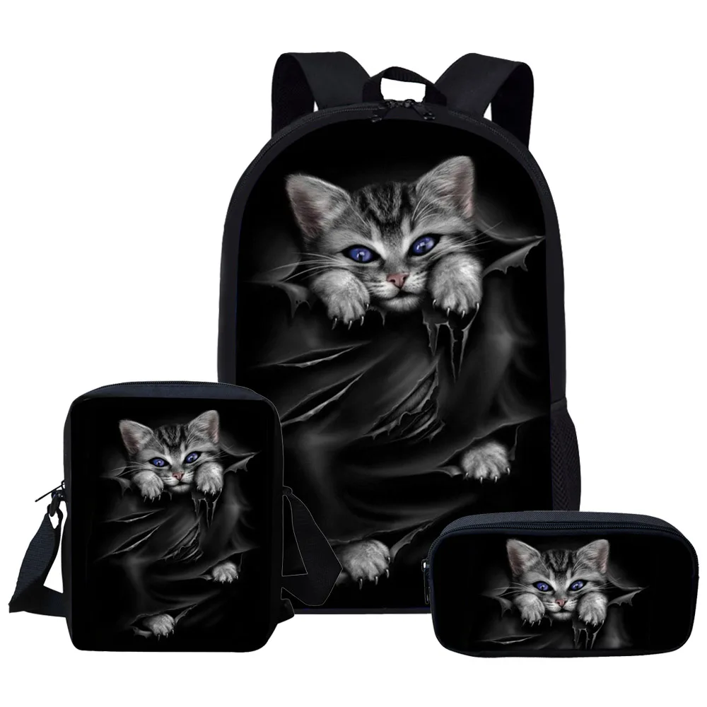 L5068CEK FORUDESIGNS/Животные, волк, кошка, принт, 3 шт., школьная сумка для девочек, детский рюкзак для детского сада, японский школьный рюкзак, студенческие Мультяшные сумки для книг - Цвет: L5068CEK