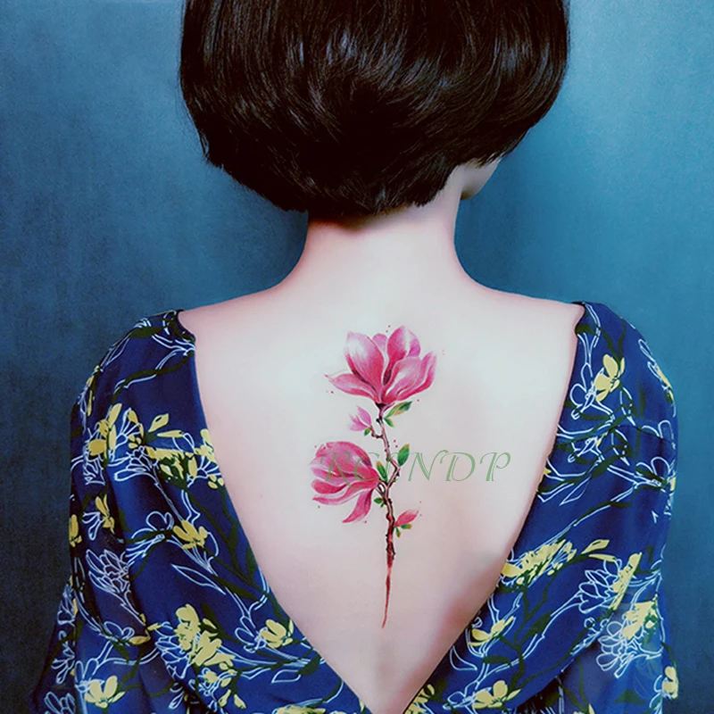 Waterproof Temporary Tattoo Sticker Watercolor Lotus Flower Fake Tatto Flash Tatoo Hand Arm Foot Back Tato for Girl Women | Красота и