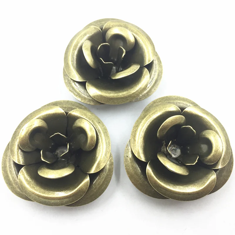

10Pcs Antique Bronze Tone Flower Rose Connectors Decorative Retro Embelishment Filigree Wraps Hollow DIY Findings Charms 4cm
