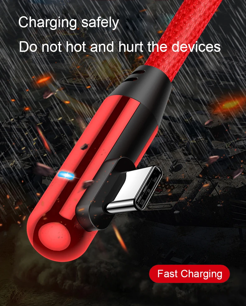 Hadinas светодиодный 90 градусов Тип usb C нейлон Тип-C Быстрая зарядка USB-C кабель для Xiaomi Redmi Note 7 samsung S10 A50 tipe c провода