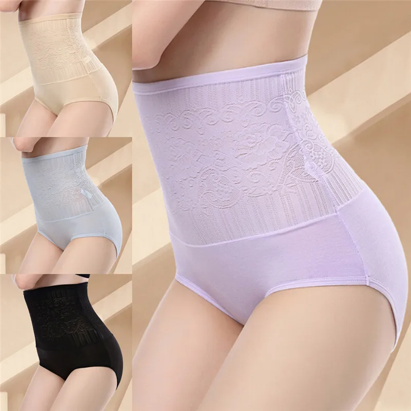 Высокая талия трусы Для женщин Нижнее бельё эластичный модал партия Body Shaper хип